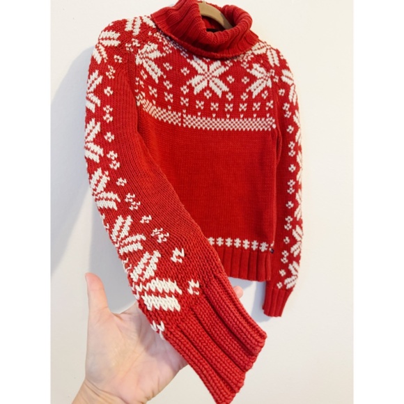 Ralph Lauren Polo Jeans Company Vintage Winter Fair Isle Holiday Sweater Red M - Picture 6 of 6